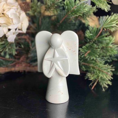 Angel Soapstone Sculpture Holding Star - Yvonne’s 100th Wish Inc