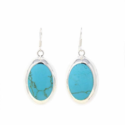 Earrings, Turquoise Ovals - Yvonne’s 100th Wish Inc