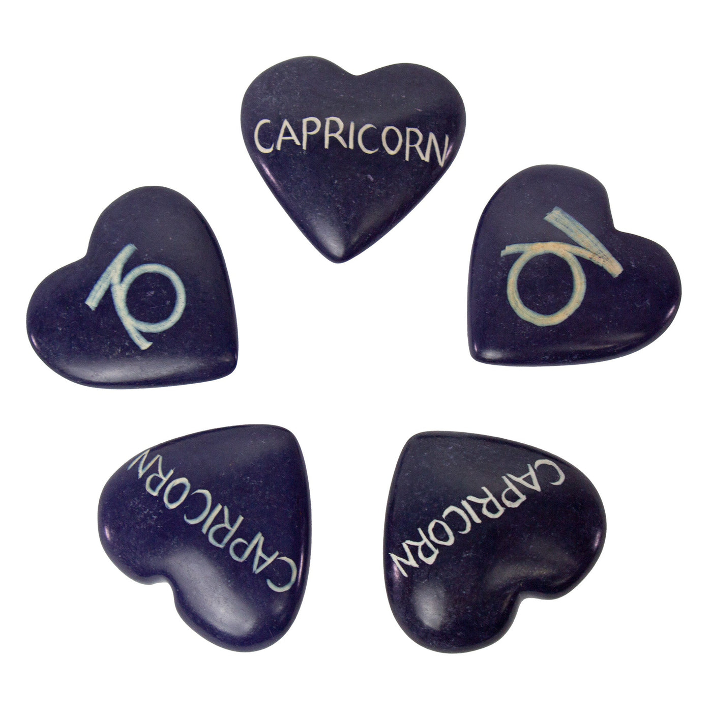 Zodiac Soapstone Hearts, Pack of 5: CAPRICORN