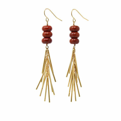 Earrings: Red Jasper and Metal Fringe - Starfish Project - Yvonne’s 100th Wish Inc