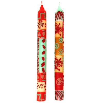 Hand Painted Candles in Owoduni Design (pair of tapers) - Nobunto - Yvonne’s 100th Wish Inc