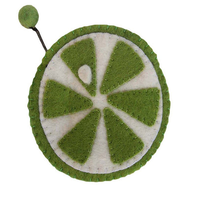 Handmade Felt Fruit Coin Purse - Lime - Global Groove (P) - Yvonne’s 100th Wish Inc