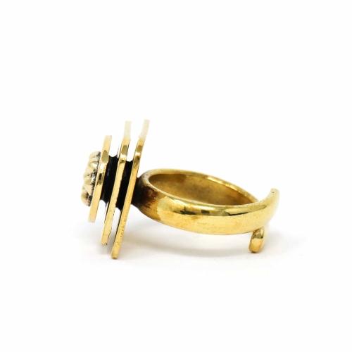 Floral Abstract Adjustable Brass Ring - Yvonne’s 100th Wish Inc