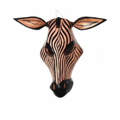 Wood Zebra Mask Wall Hanging - Yvonne’s 100th Wish Inc