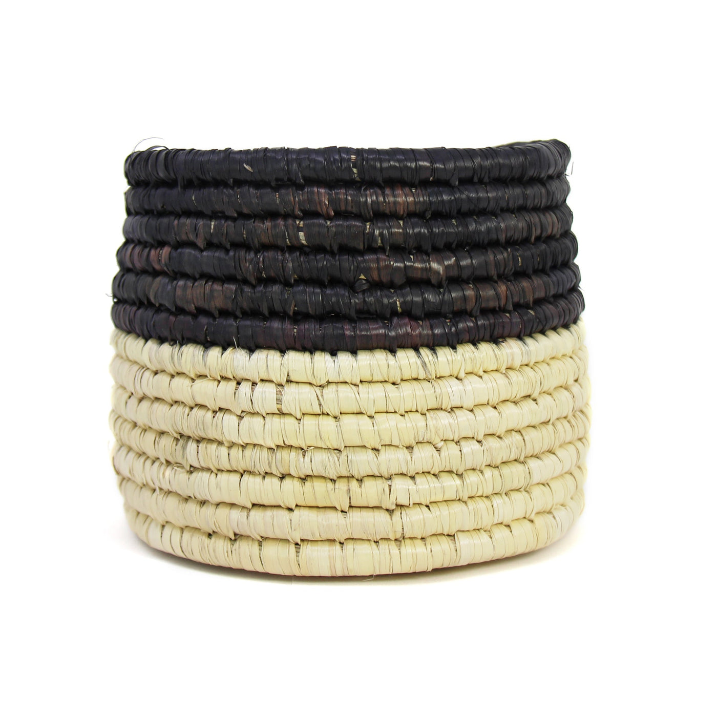 Dried Grass Basket, Black and Natural