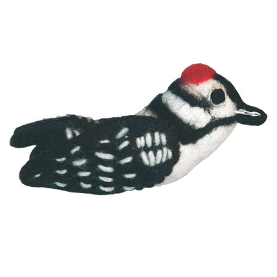 Felt bird Ornament - Downy Woodpecker - Wild Woolies (G) - Yvonne’s 100th Wish Inc