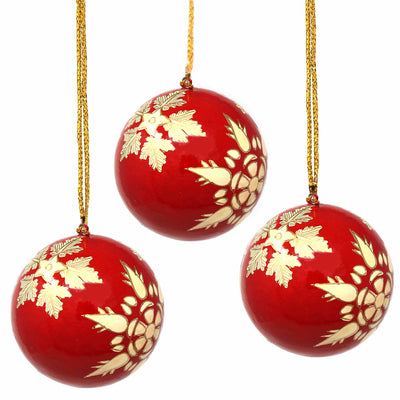 Handpainted Ornaments, Gold Snowflakes - Pack of 3 - Yvonne’s 100th Wish Inc