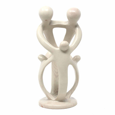 Natural Soapstone Family Sculpture - 2 Parents, 3 Children - Smolart - Yvonne’s 100th Wish Inc