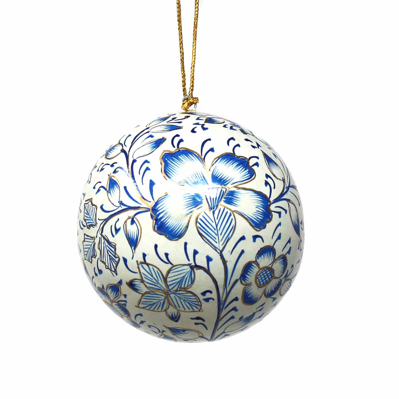Handpainted Ornament Blue Floral - Yvonne’s 100th Wish Inc