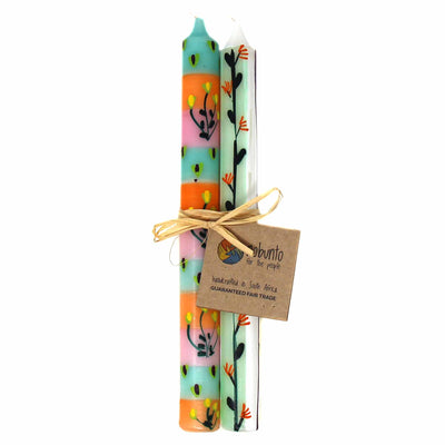 Tall Hand Painted Candles - Pair -Imbali Design - Nobunto - Yvonne’s 100th Wish Inc