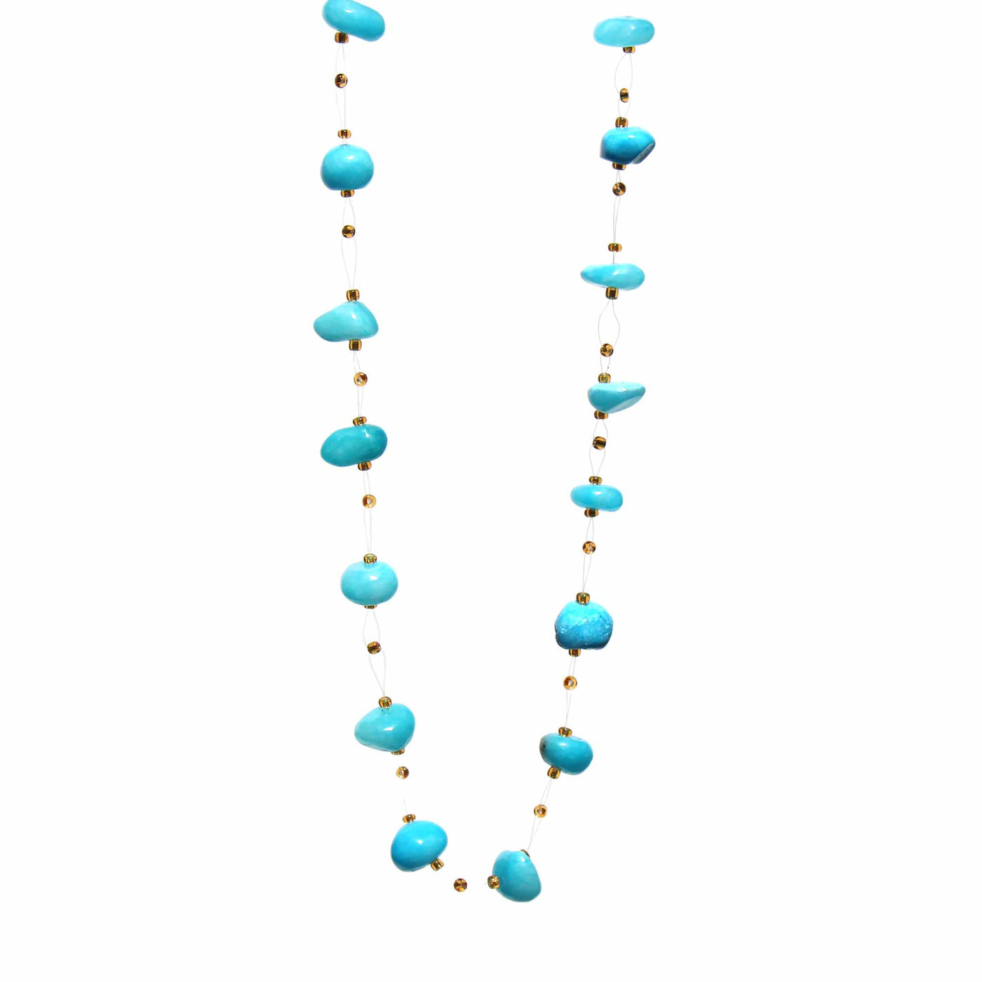 Floating Stone & Maasai Bead Necklace, Turquoise - Yvonne’s 100th Wish Inc