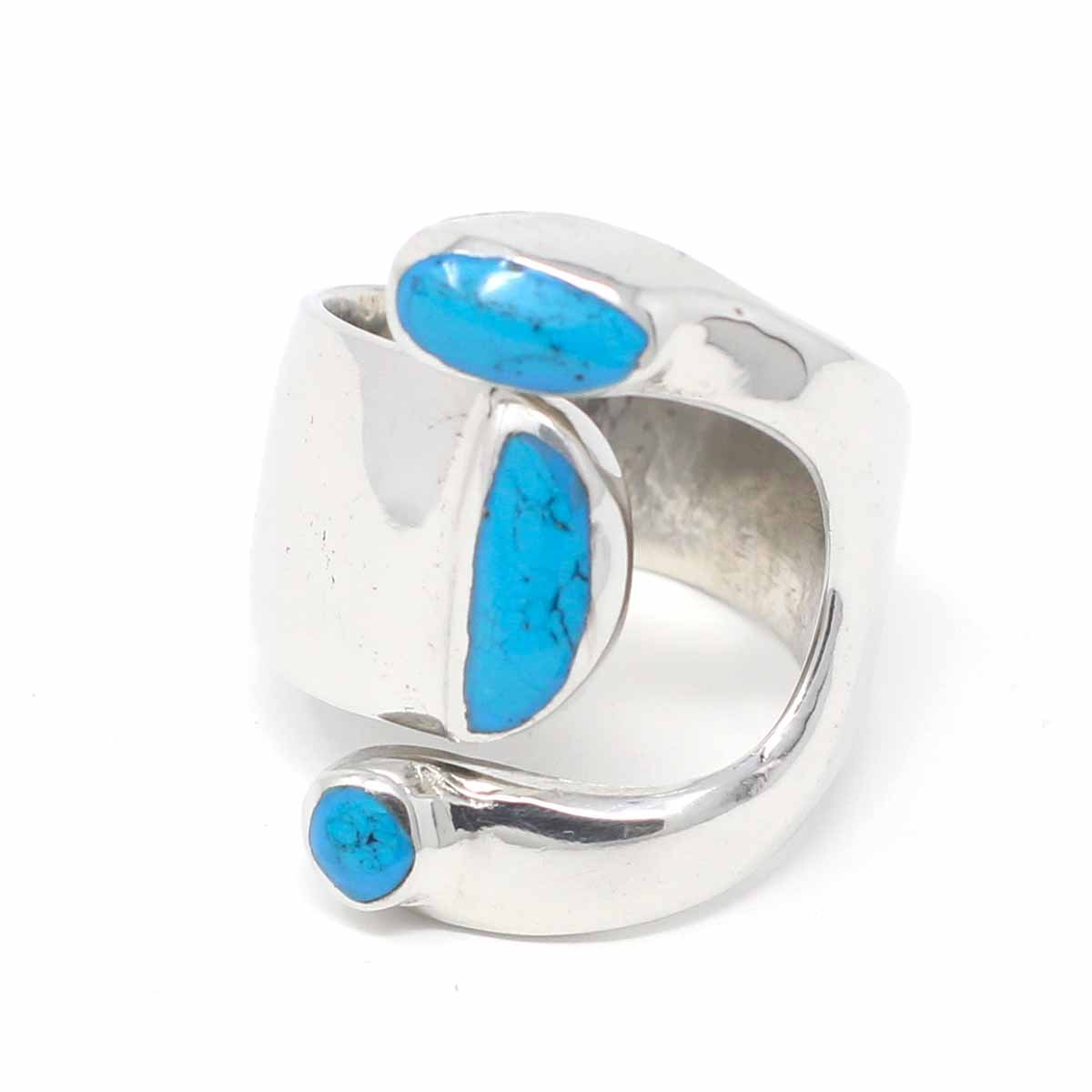 Alpaca Silver Wrap Ring, Turquoise - Size 8 - Yvonne’s 100th Wish Inc