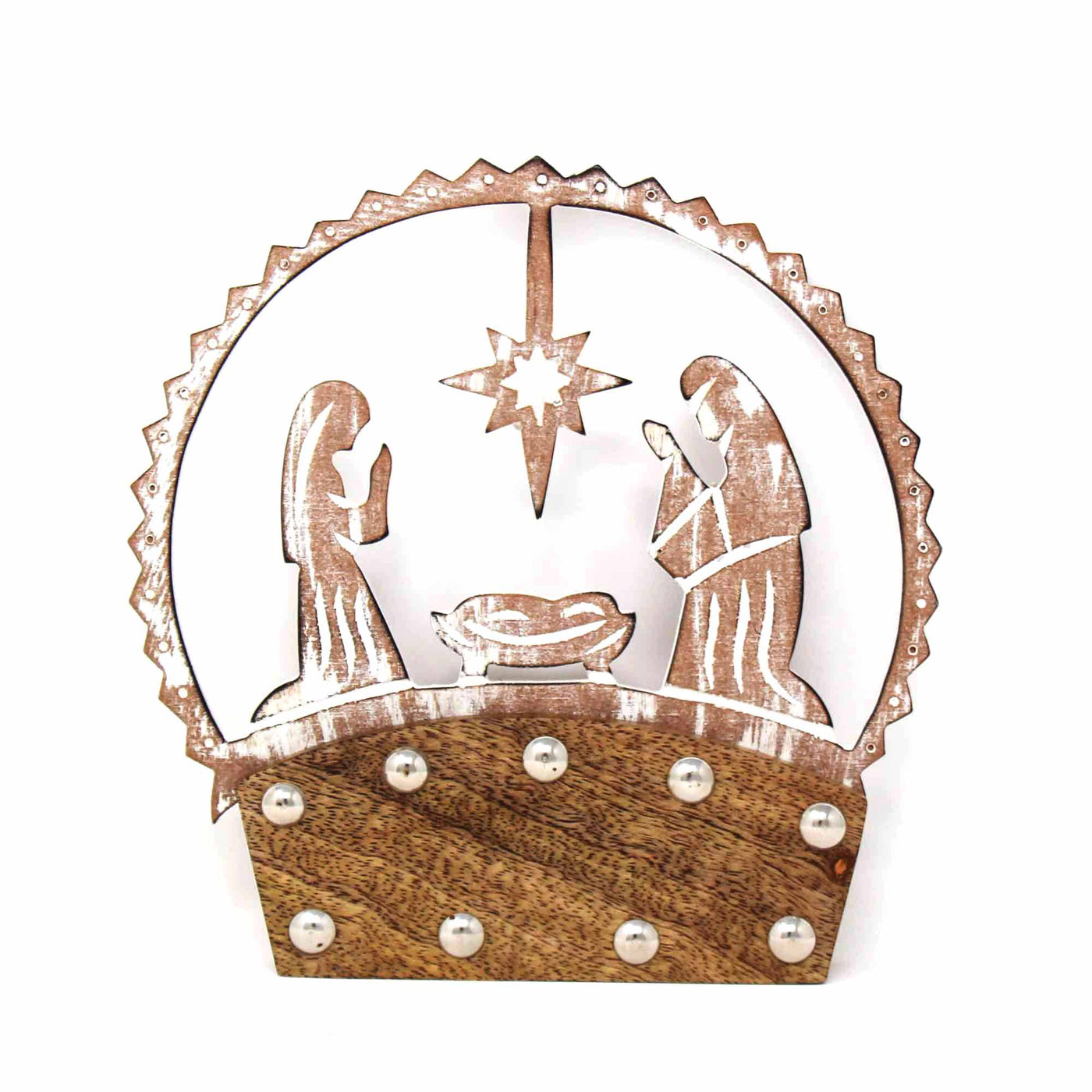 Mango Wood Tabletop Nativity Silhouette