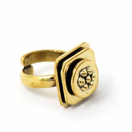Floral Abstract Adjustable Brass Ring - Yvonne’s 100th Wish Inc