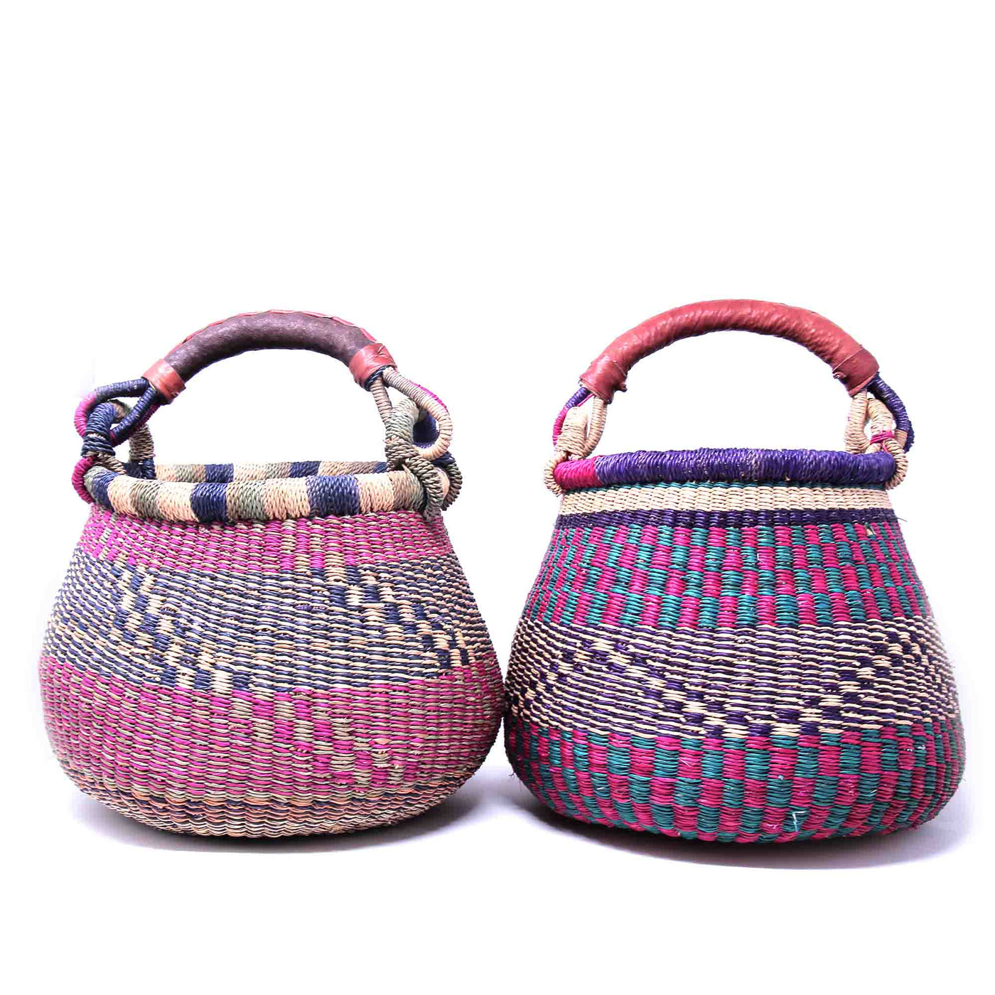 Small Bolga Pot Basket - Mixed Colors