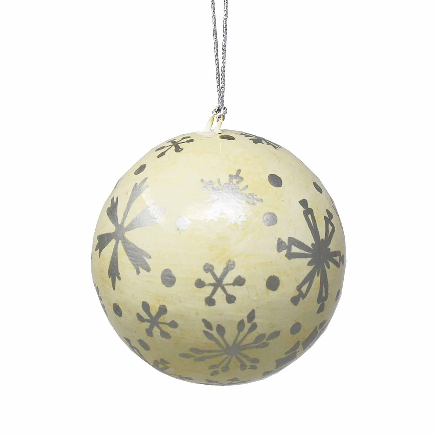 Handpainted Ornament Silver Snowflakes - Yvonne’s 100th Wish Inc