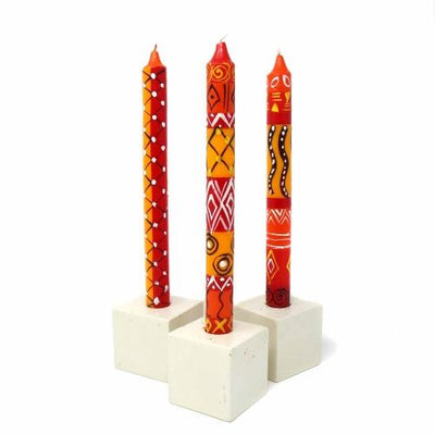 Set of Three Boxed Tall Hand-Painted Candles - Zahabu Design - Nobunto - Yvonne’s 100th Wish Inc