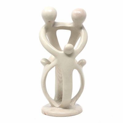 Natural 10-inch Tall Soapstone Family Sculpture - 2 Parents 3 Children - Smolart - Yvonne’s 100th Wish Inc