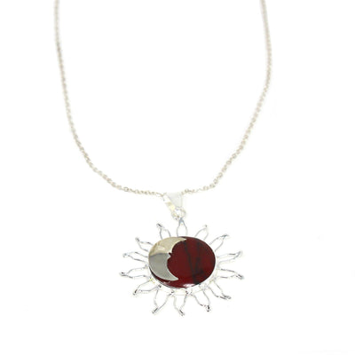 Sun and Moon Red Jasper Pendant with Chain