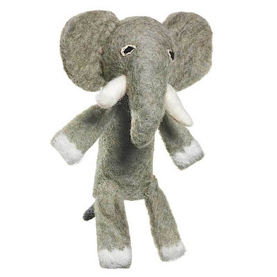 Woolie Finger Puppet - Elephant - Wild Woolies (T) - Yvonne’s 100th Wish Inc