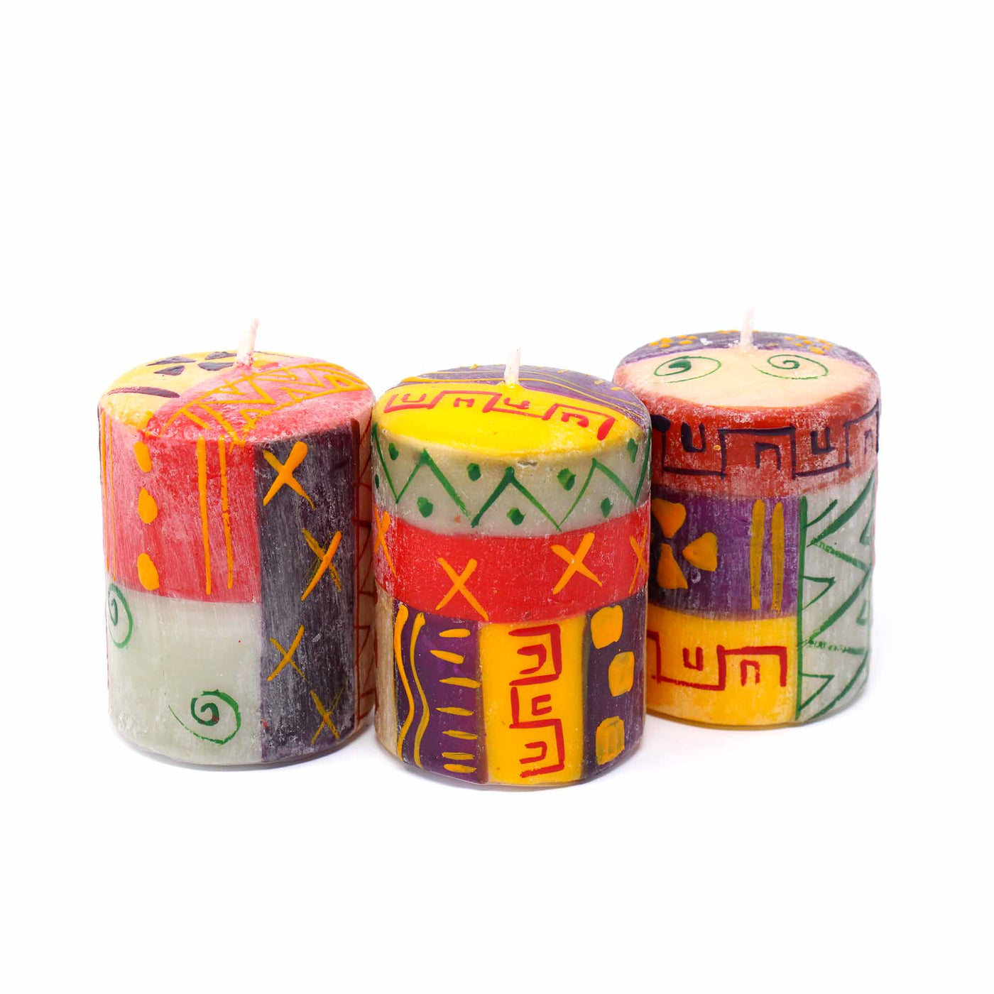 Set of Three Boxed Hand-Painted Candles - Indaeuko Design - Nobunto - Yvonne’s 100th Wish Inc
