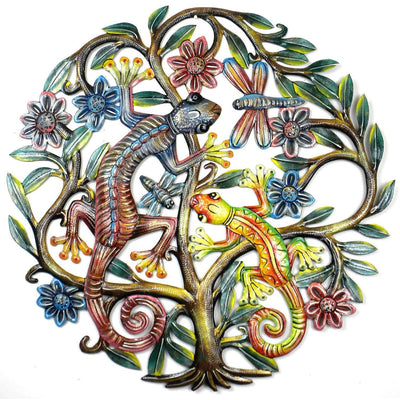24 inch Painted Gecko Tree of Life - Croix des Bouquets - Yvonne’s 100th Wish Inc