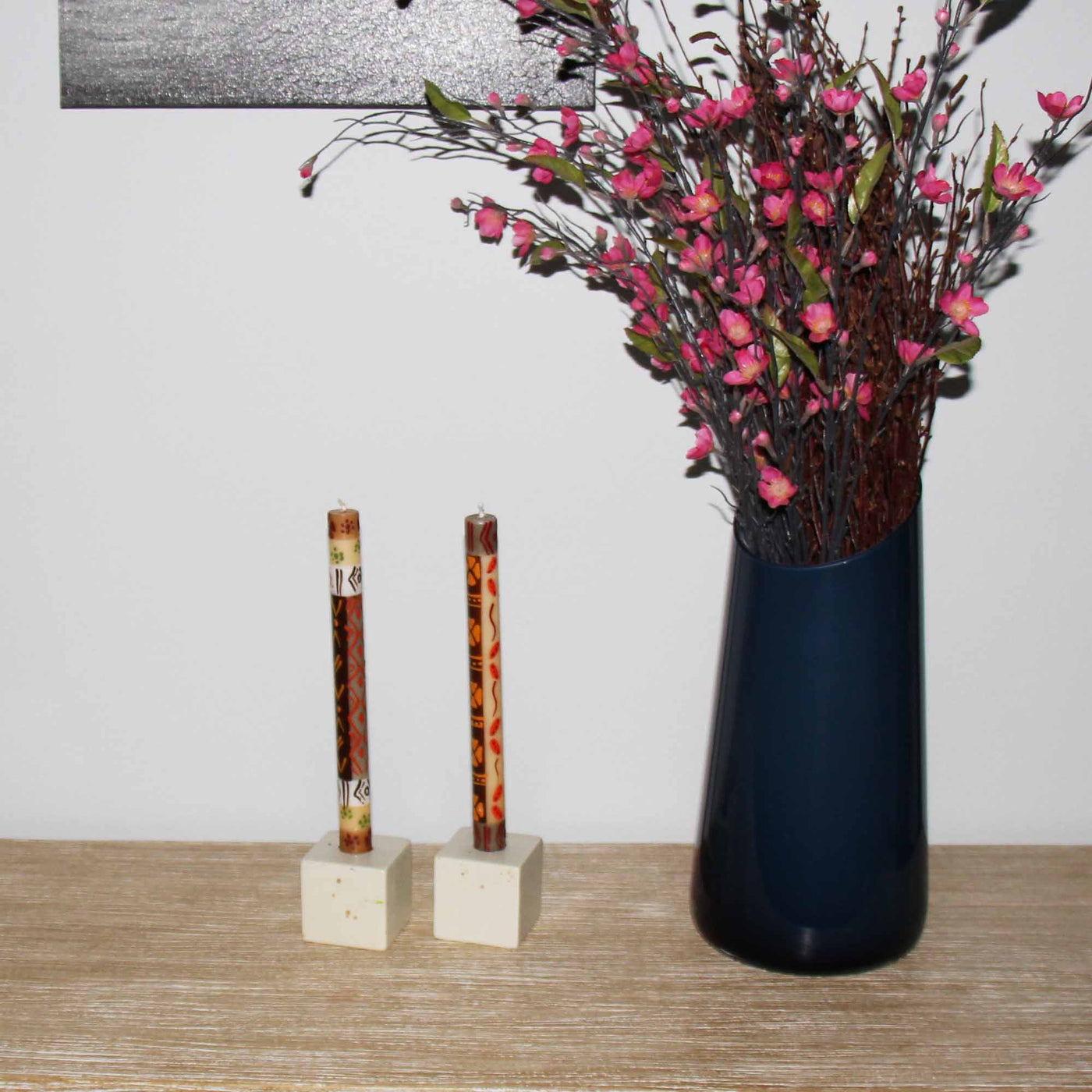Tall Hand Painted Candles - Pair - Akono Design - Nobunto - Yvonne’s 100th Wish Inc