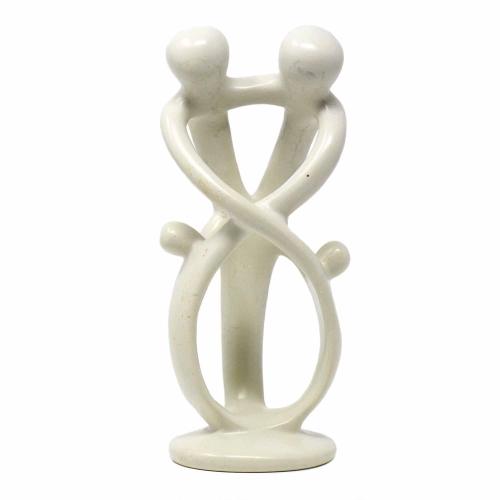 Natural 8-inch Tall Soapstone Family Sculpture - 2 Parents 2 Children - Smolart - Yvonne’s 100th Wish Inc