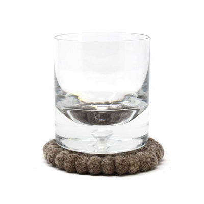Hand Crafted Felt Ball Coasters from Nepal: 4-pack, Dark Grey - Global Groove (T) - Yvonne’s 100th Wish Inc
