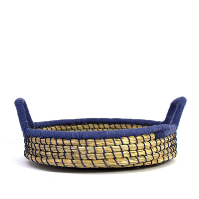 Nested Baskets in Natural with Blue Accents, Set of 3